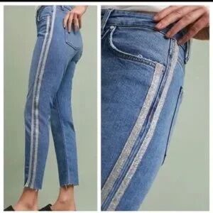 Anthropologie Embellished Metallic Stripes Jean
